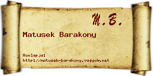 Matusek Barakony névjegykártya